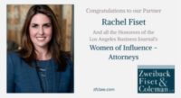 Rachel Fiset Named Among the 2021 Women of Influence- Attorneys by Los Angeles Business Journal
