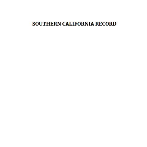 Southern California Record - Michael Zweiback - 