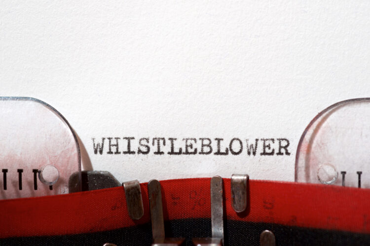 Whistleblower text written with a typewriter.