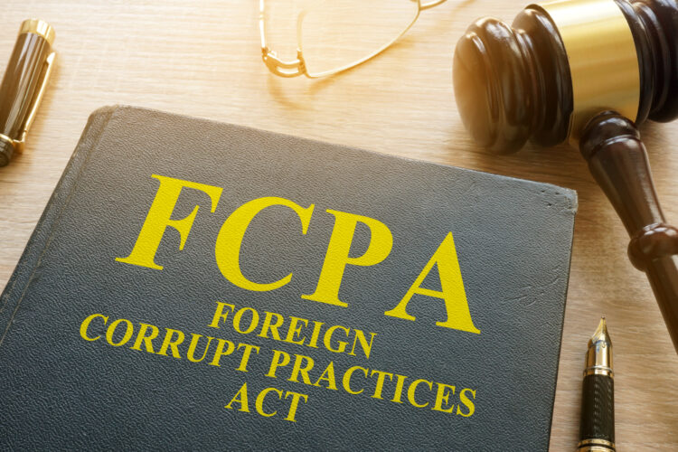 FCPA Foreign Corrupt Practices Act on a desk.