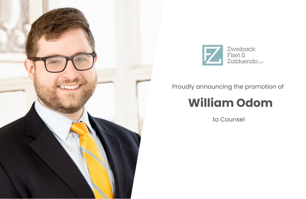William Odom Promoted to Counsel of ZFZ Law
