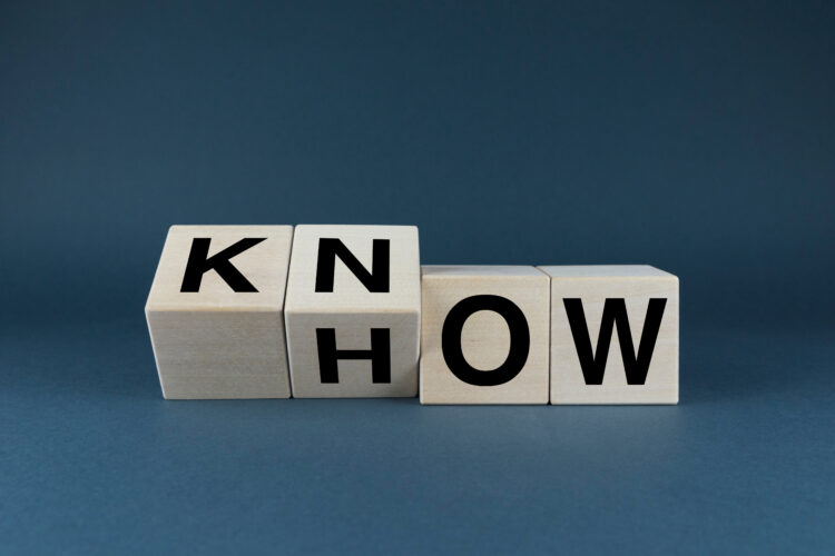 Know How. Cubes form the words Know How. An extensive concept of knowledge applications from everyday life to business